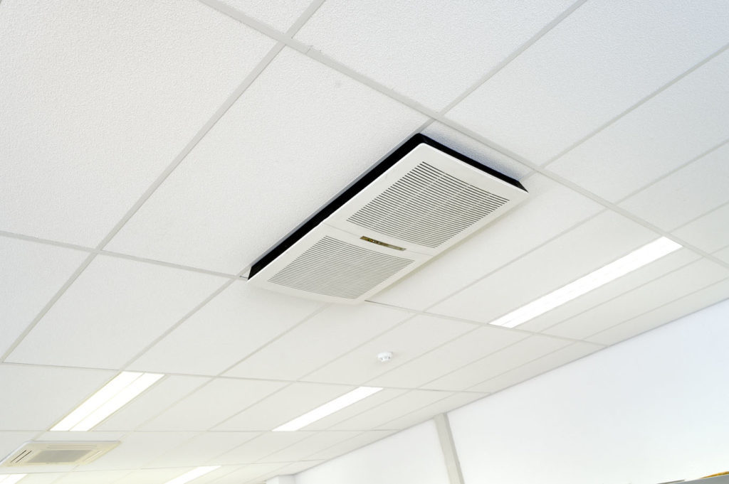 Euromate Pure Air Visionair Blue Line Air Purifier installed on the ceiling of a building
